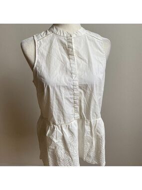 CHELSEA28 Tank Top New Sz Small Womens Blouse BNWOT White Eyelet Peplum
